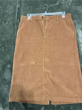 Brown Corduroy Midi Skirt -